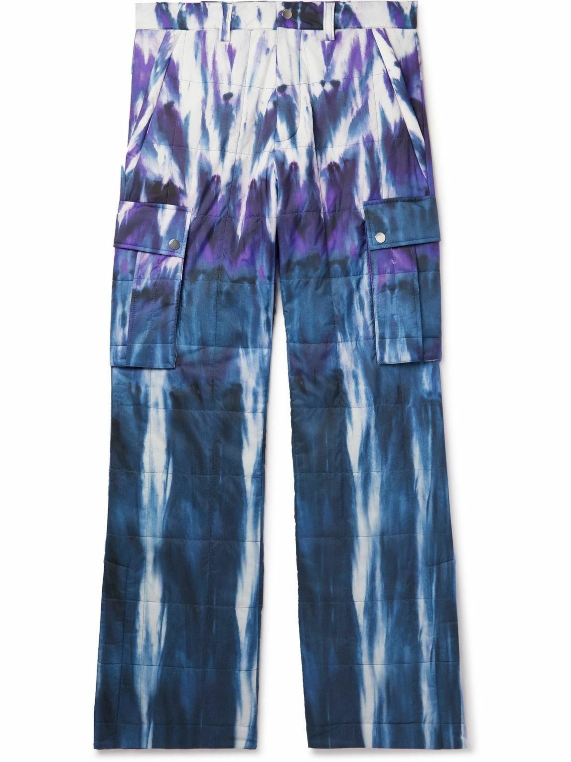 Photo: AMIRI - Flared Tie-Dyed Quilted Shell Cargo Trousers - Purple