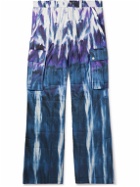 AMIRI - Flared Tie-Dyed Quilted Shell Cargo Trousers - Purple