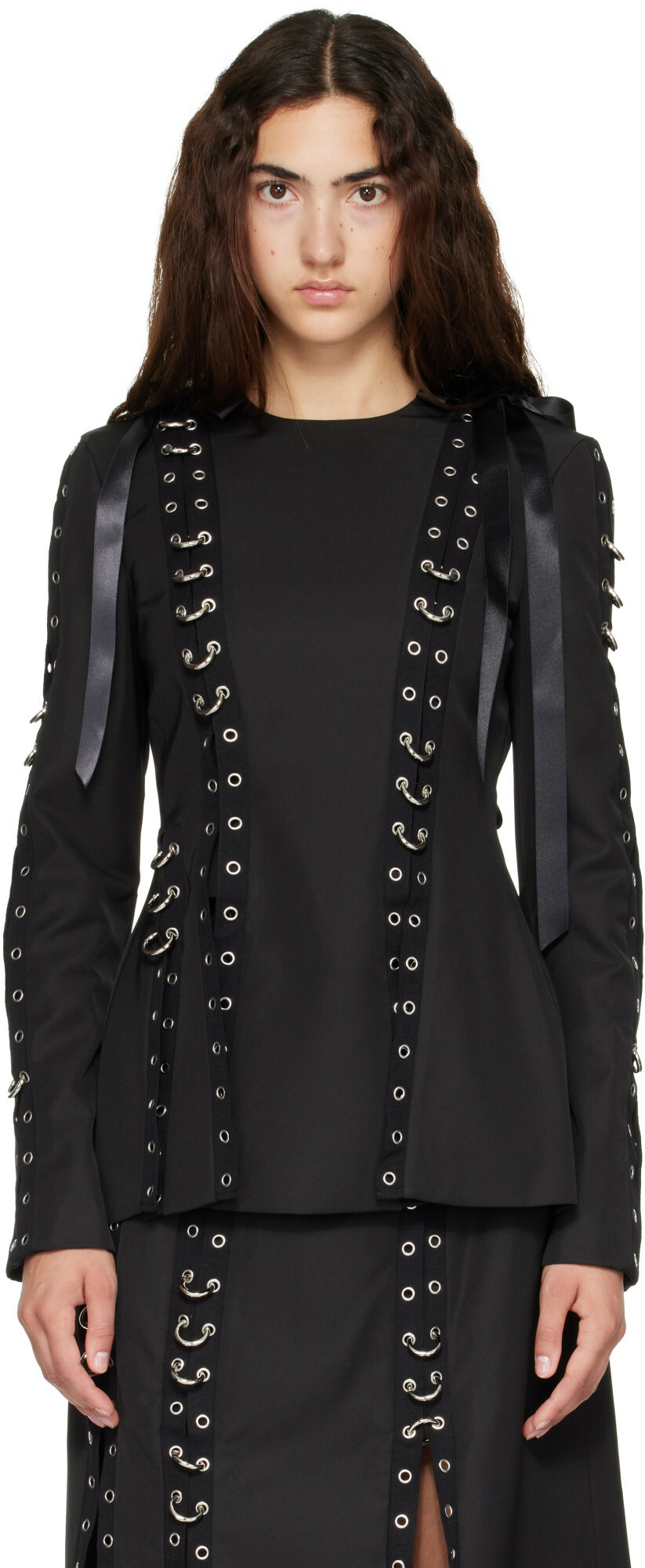 Simone Rocha Black Grommet Ring Sculpt Top