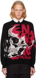 Alexander McQueen Black Skull Graffiti Sweater