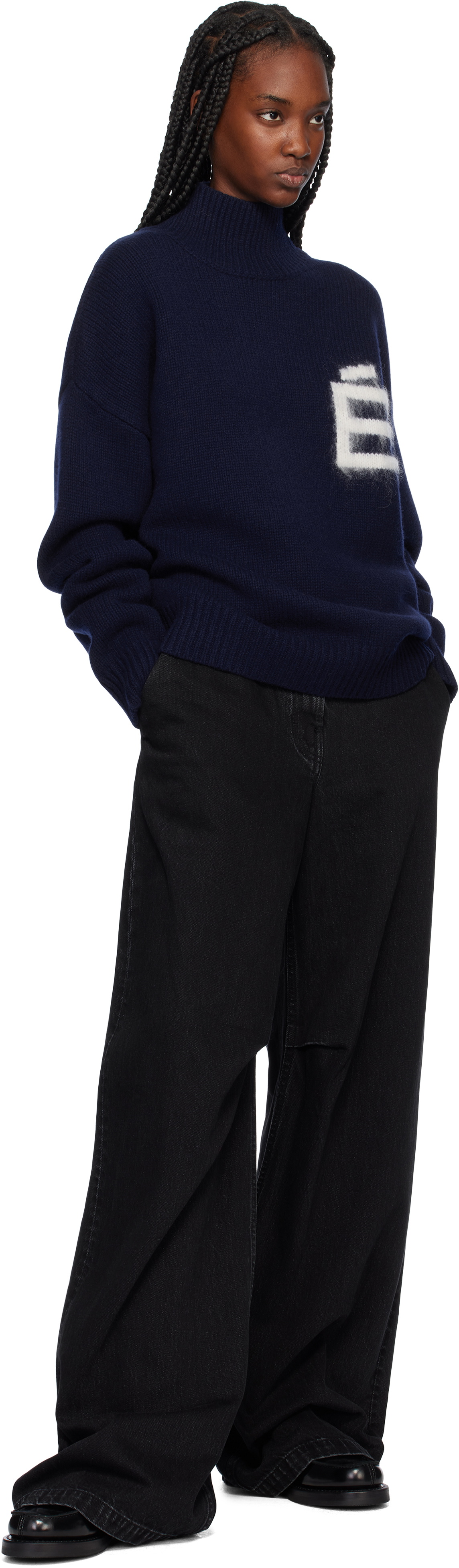 Études Navy Recycled Wool Turtleneck