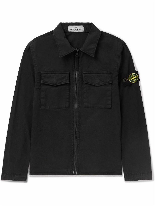 Photo: Stone Island Junior - Age 14 Logo-Appliquéd Cotton-Blend Canvas Jacket - Black