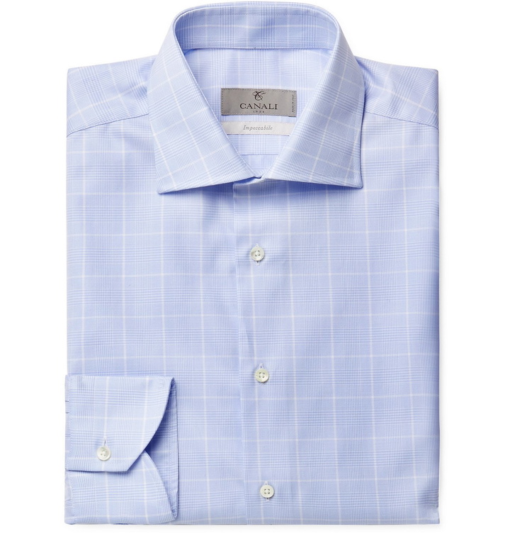 Photo: CANALI - Prince of Wales Checked Cotton Shirt - Blue