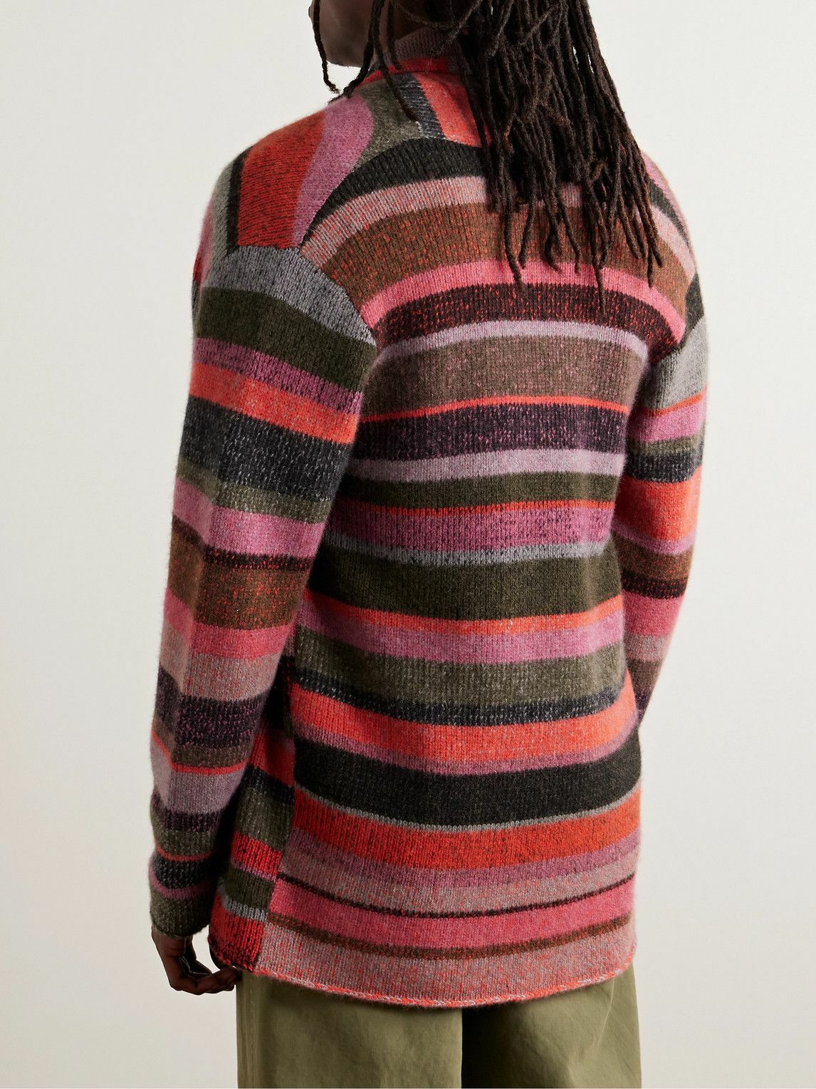The Elder Statesman - Shawl-Collar Striped Cashmere Cardigan - Pink