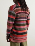 The Elder Statesman - Shawl-Collar Striped Cashmere Cardigan - Pink