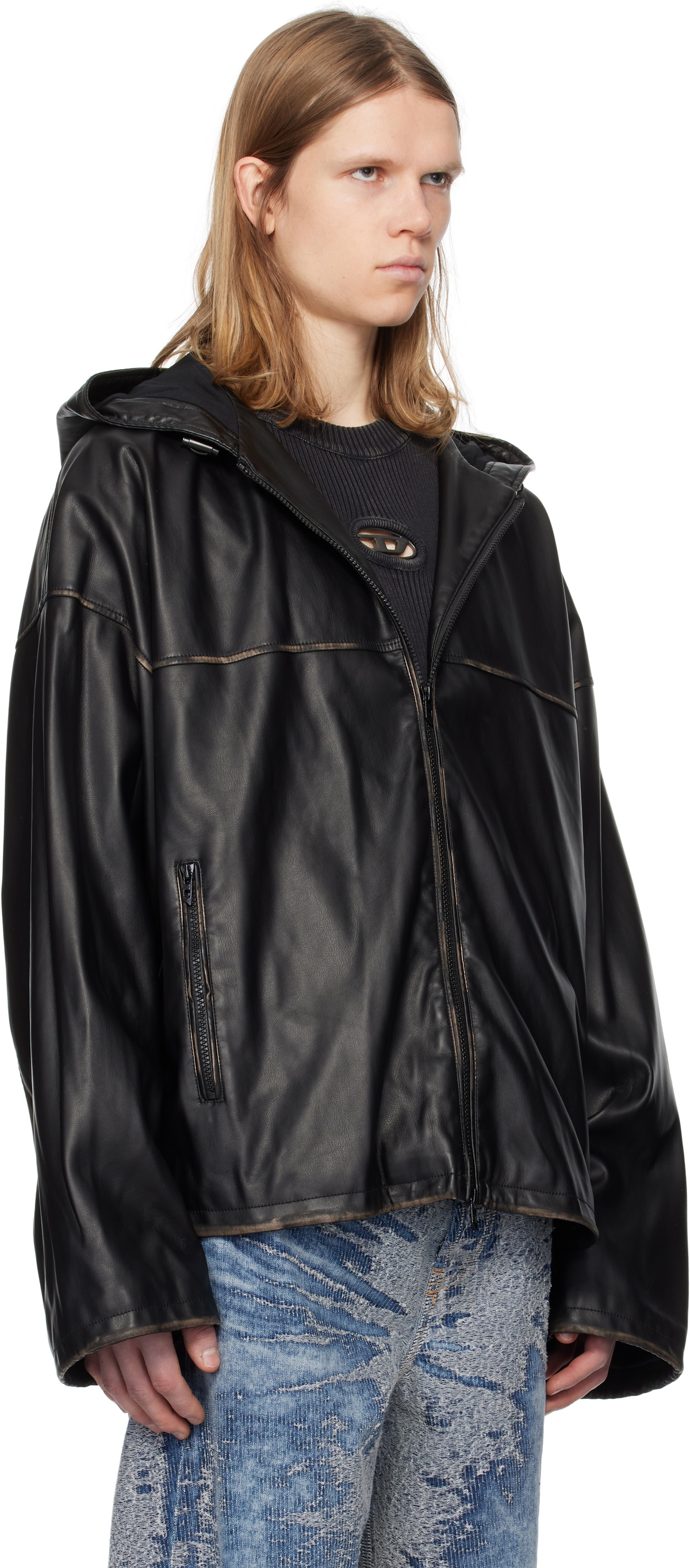 Diesel Black J-Antil Faux-Leather Jacket Diesel