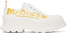 Alexander McQueen White Graffiti Tread Slick Low-Top Sneakers