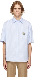 Gucci Blue & White Embroidered Short Sleeve Shirt