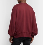 AMIRI - Logo-Appliquéd Leather-Trimmed Loopback Cotton-Jersey Sweatshirt - Burgundy