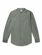 Massimo Alba - Grandad-Collar Checked Cotton and Silk-Blend Shirt - Green