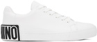 Moschino White Maxi Logo Calfskin Sneakers