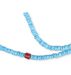 Peyote Bird - Turquoise, Coral and Sterling Silver Necklace - Blue