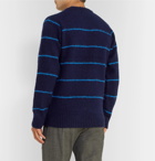 YMC - Striped Brushed-Wool Sweater - Blue