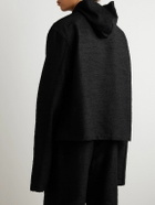 AIREI - Oversized Distressed Wool-Blend Bouclé Hoodie - Black