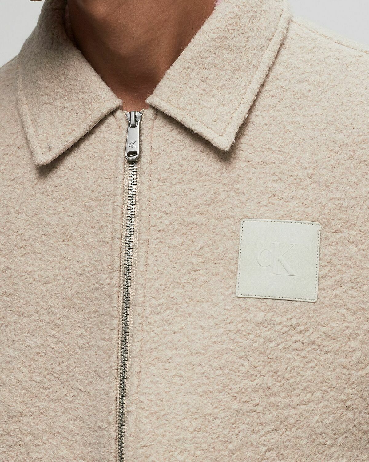 Calvin Klein Jeans TEXTURED WOOL JACKET Beige Mens Bomber Jacket