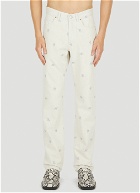 Relaxed Floral Print Jeans in White