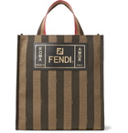 Fendi - Leather-Trimmed Striped Canvas Tote Bag - Men - Brown