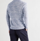 Inis Meáin - Mélange Linen Half-Zip Sweater - Blue