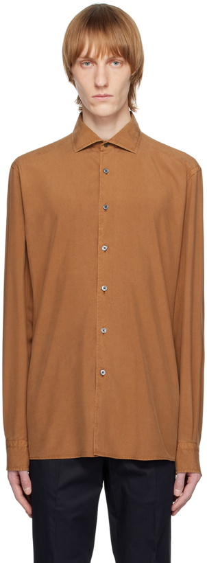 Photo: ZEGNA Brown Garment-Dyed Shirt