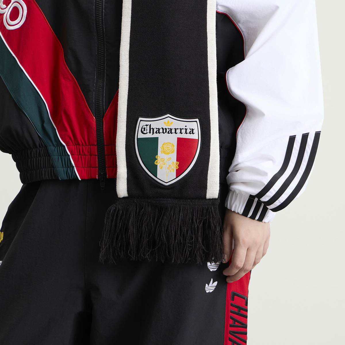 Adidas x Willy Chavarria Scarf in Black/Better Scarlet/Collegiate Green 