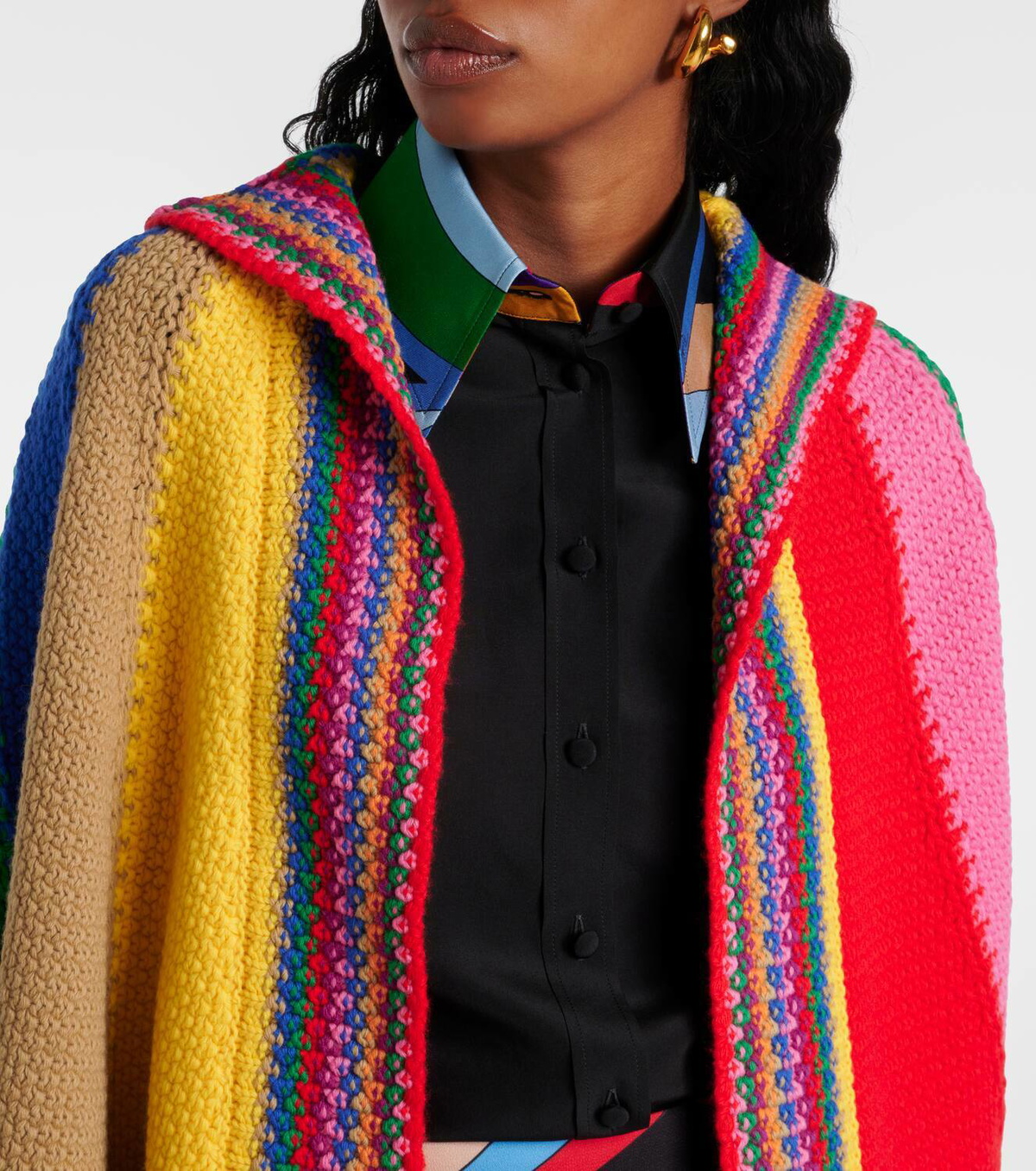 Pucci Colorblocked knitted wool poncho Emilio Pucci Pucci Colorblocked knitted wool poncho Emilio Pucci
