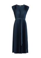 Joseph Volta Plissé Satin-crepe Midi Dress Indigo