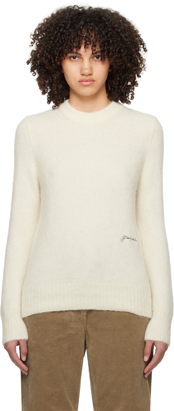 GANNI Off-White Brushed Sweater GANNI