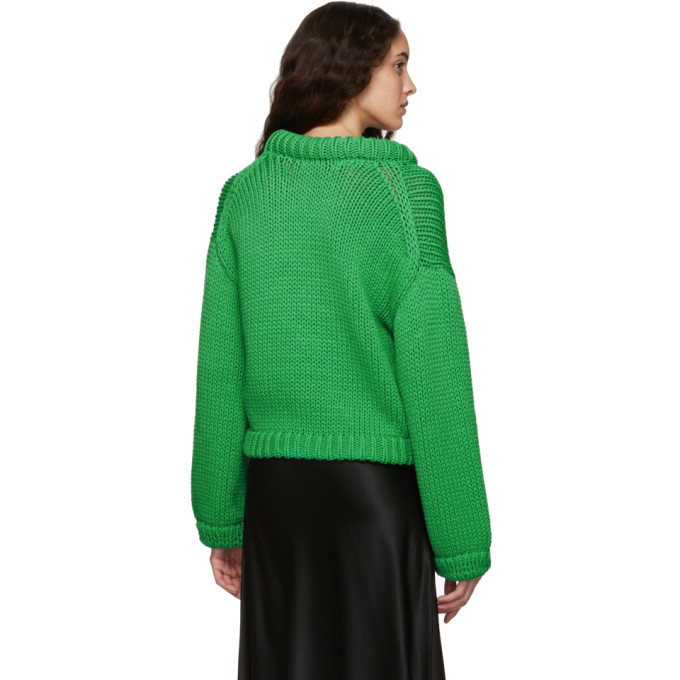 Tibi Green Cropped Sweater