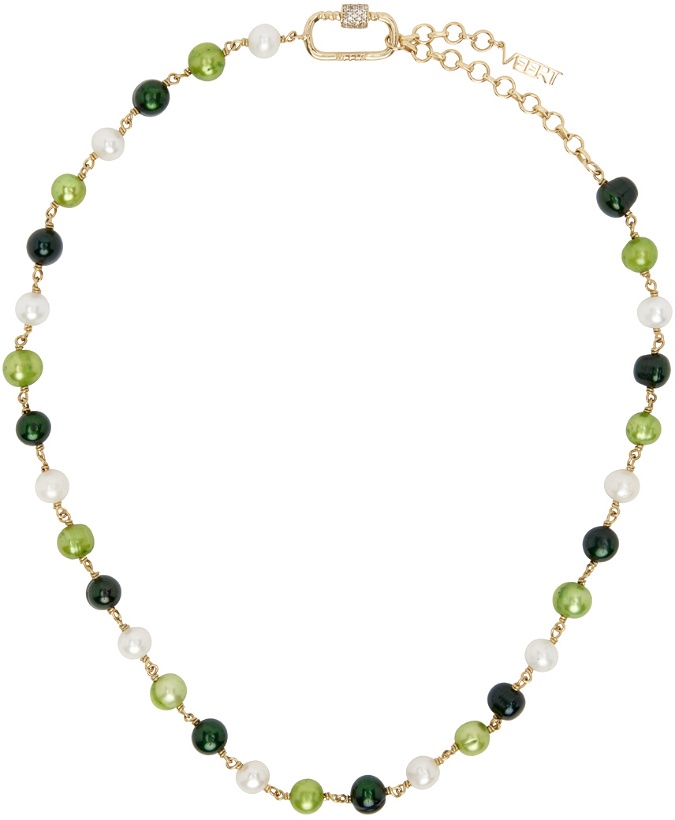 Photo: VEERT Gold 'The Single Multi Green' Pearl Necklace Necklace
