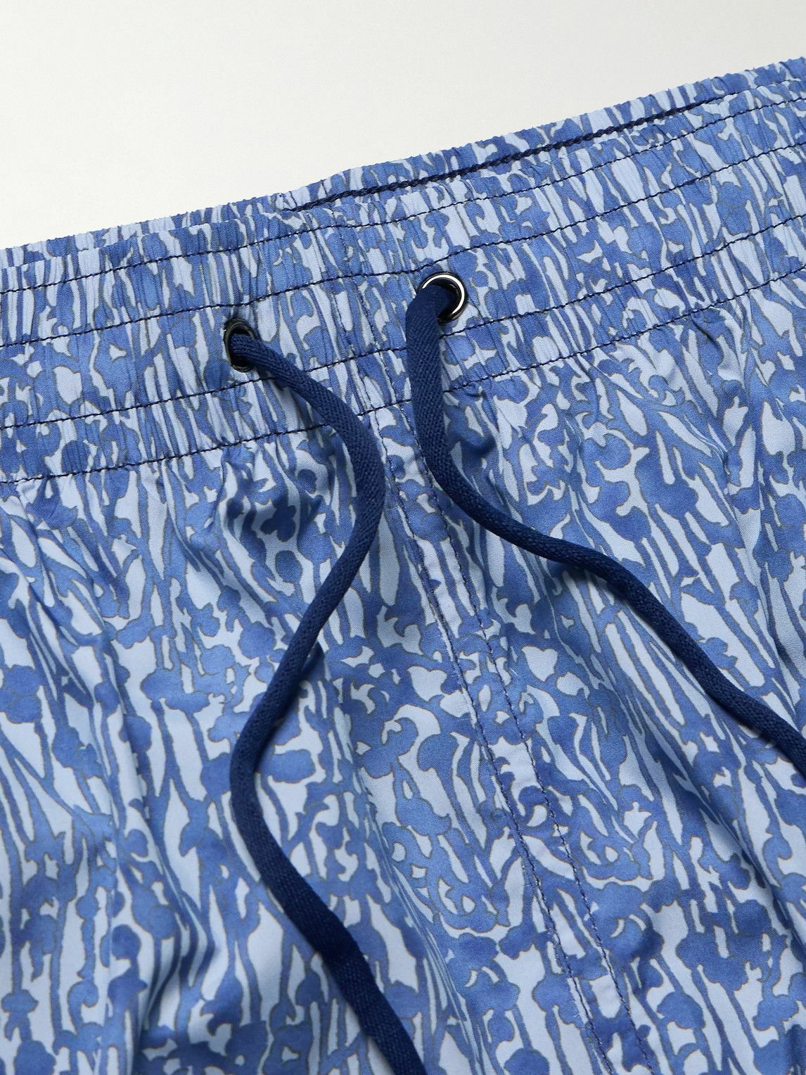 Canali - Straight-Leg Mid-Length Printed Swim Shorts - Blue