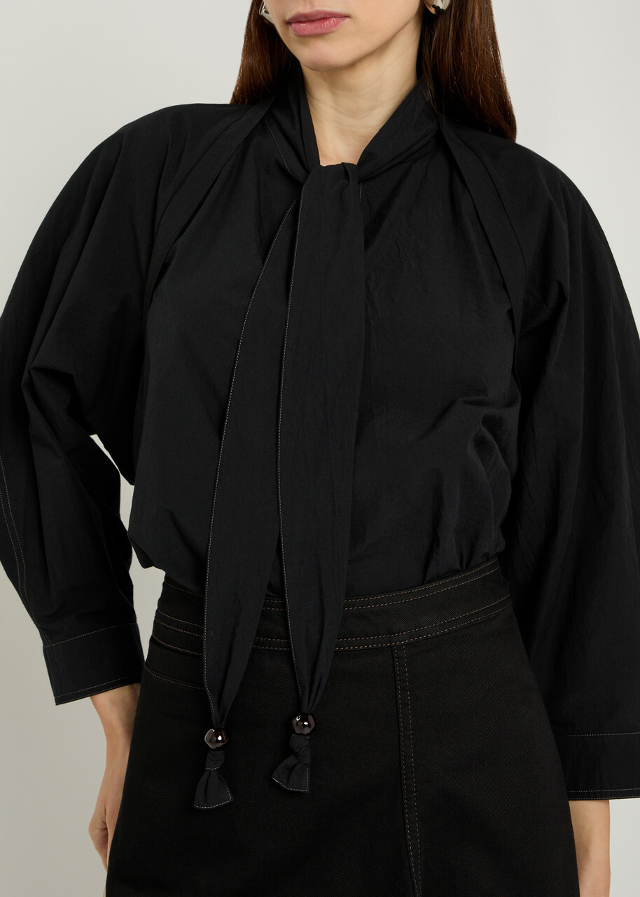 Lemaire Scarf-effect Cotton Blouse Black