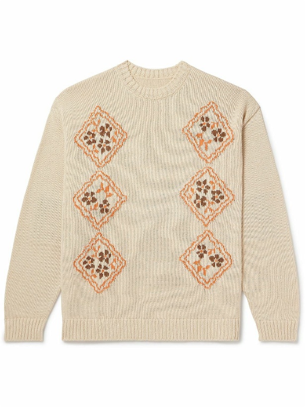 Photo: KAPITAL - Kookei Jacquard-Knitted Cotton-Blend Sweater - Neutrals