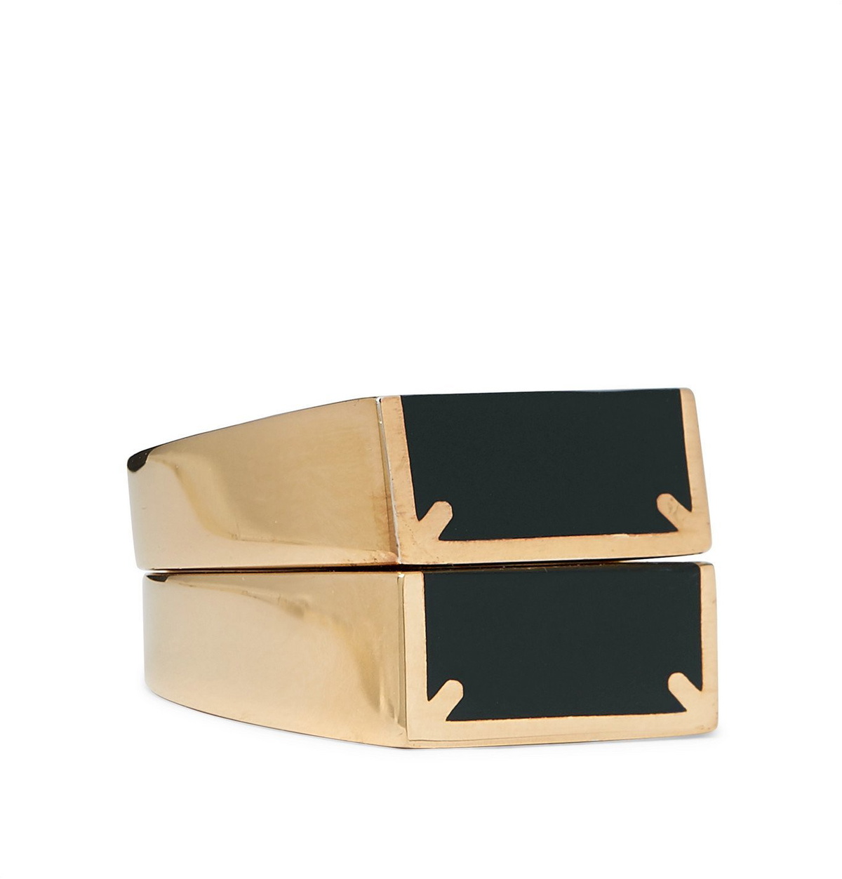 Maison Margiela - Set of Two Gold-Tone and Enamel Rings - Gold