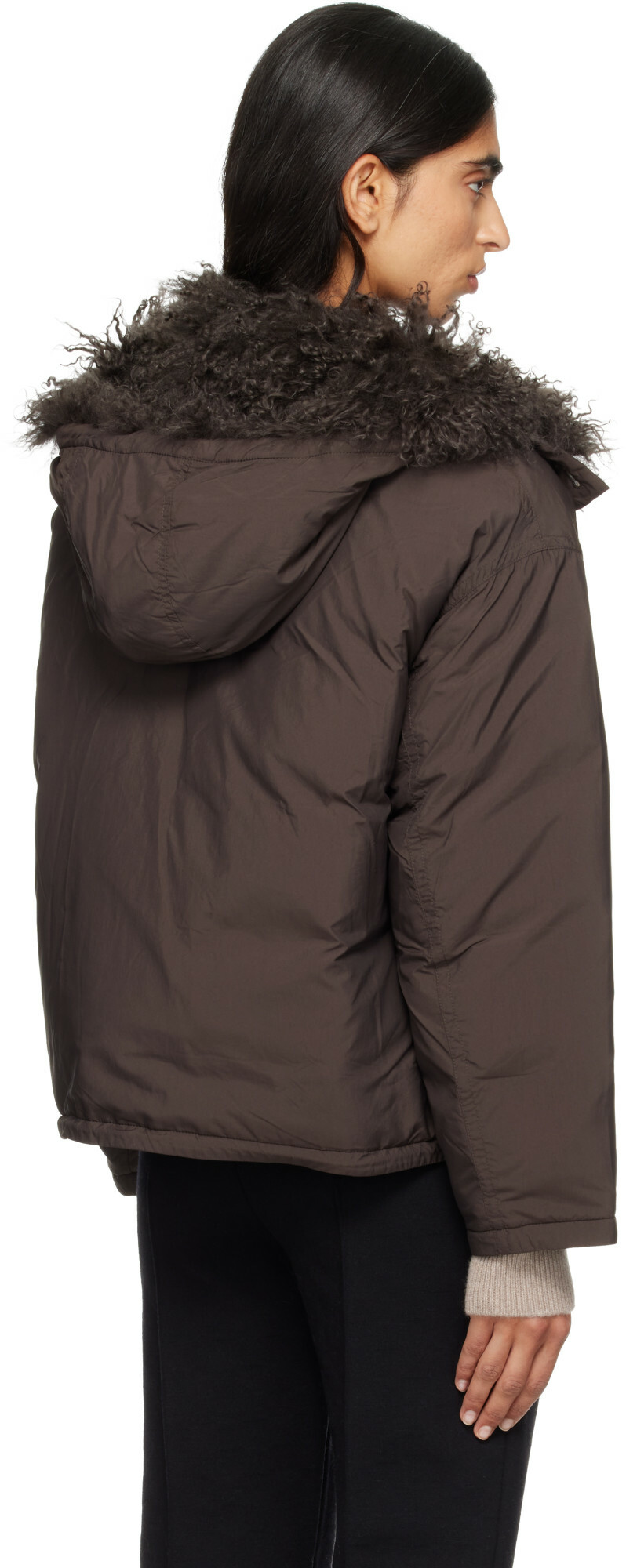 Yves Salomon Brown Short Down Jacket