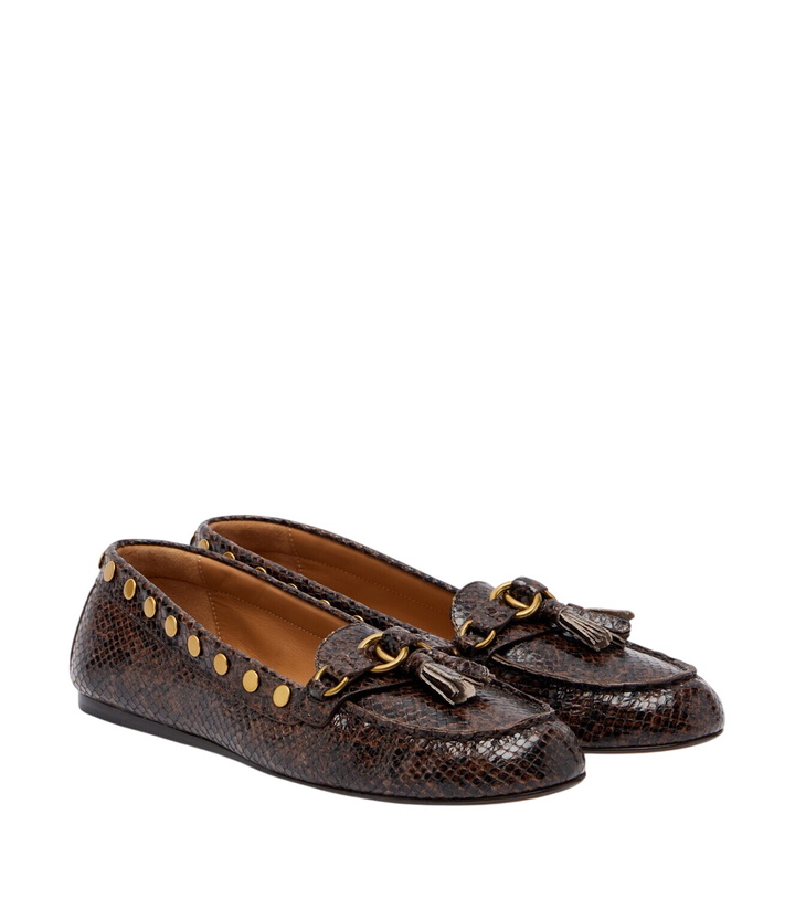 Photo: Isabel Marant Faxel snake-effect studded leather loafers