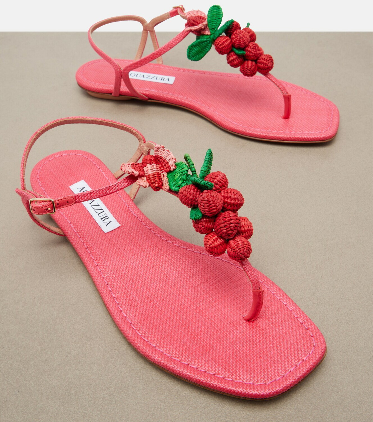 Aquazzura Berry raffia-effect thong sandals