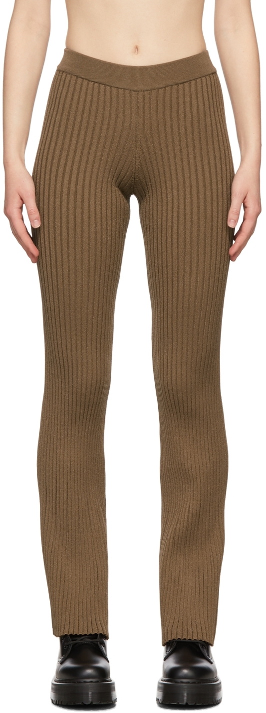 AMI Paris Brown Ribbed Lounge Pants AMI