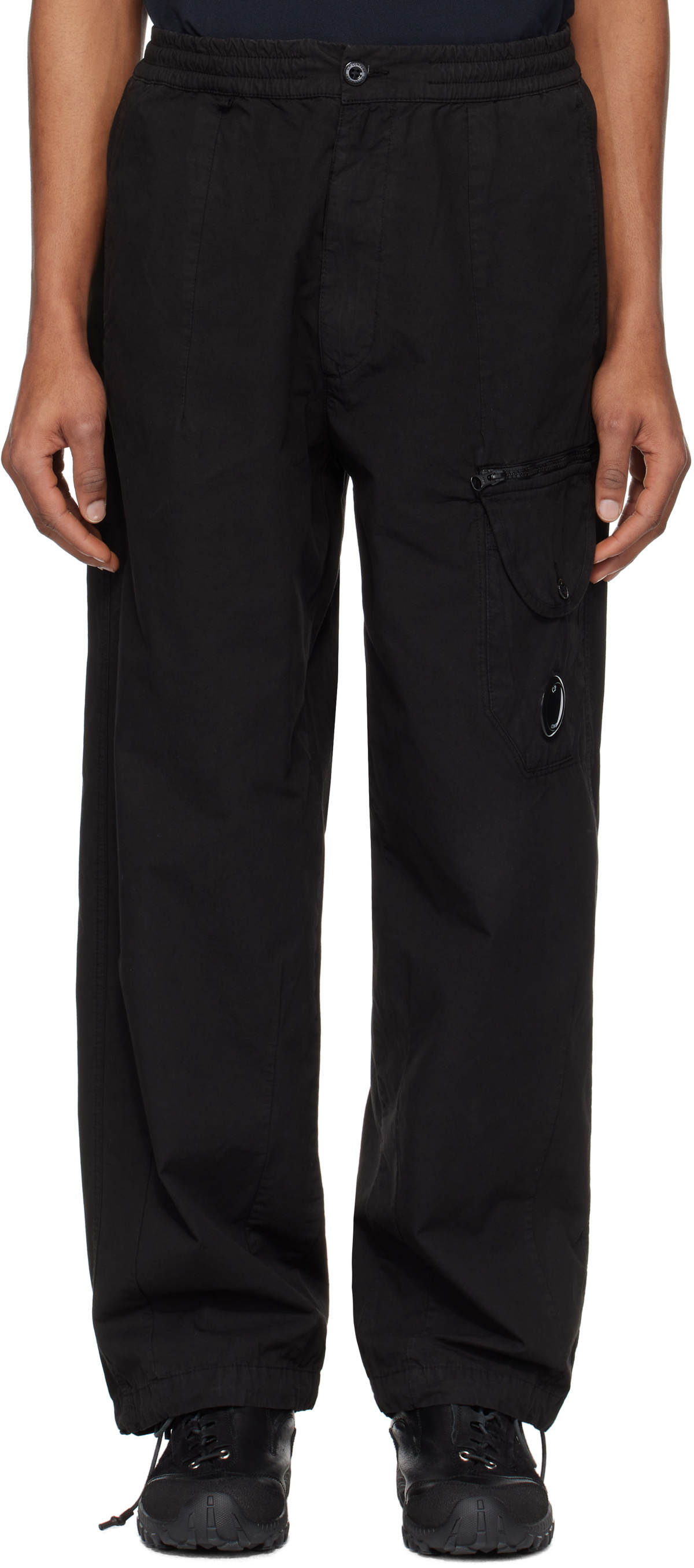 チノパンツ C.P. COMPANY PANTALONE CARGO IN MICROREPS C.P. Company Black Microreps Boxy Lens Cargo Pants C.P. Company