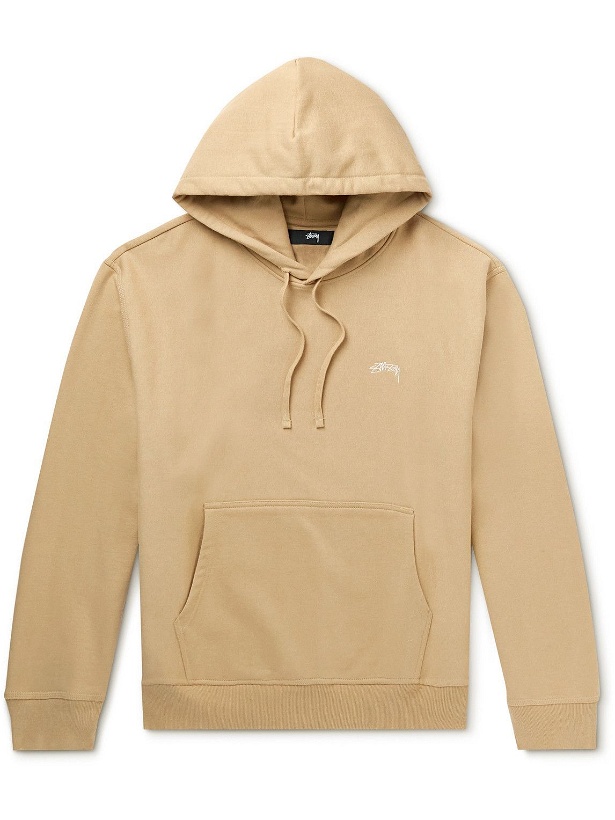 Photo: Stussy - Logo-Embroidered Cotton-Jersey Hoodie - Brown