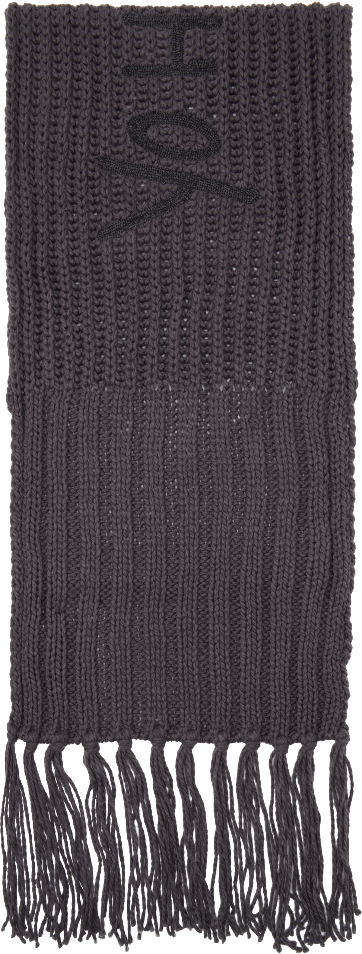 Y-3 Gray Oversized Chunky Knit Scarf