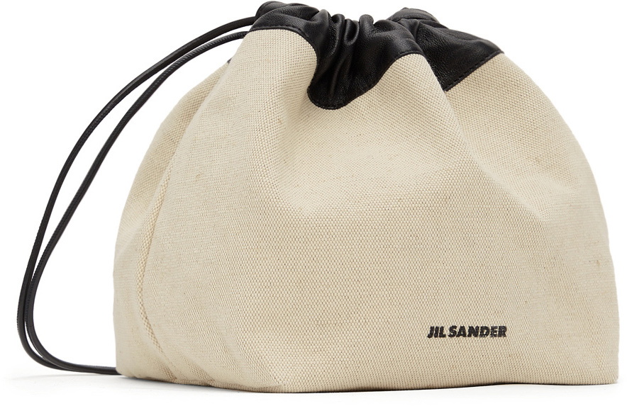 Jil Sander Beige & Black Drawstring Crossbody Bag Jil Sander