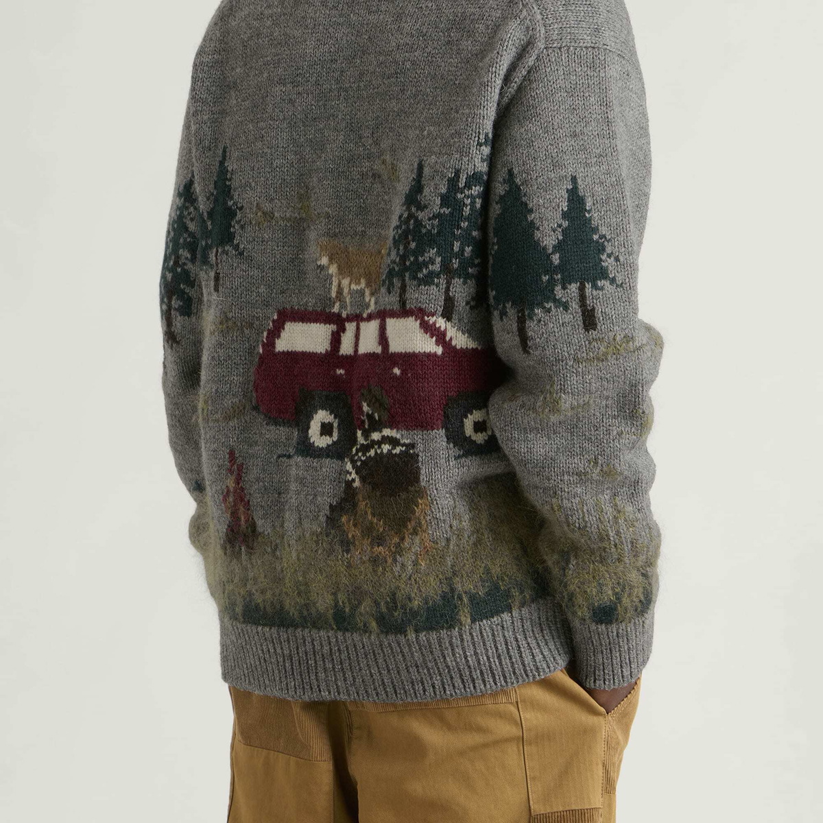 Junya Watanabe MAN Men's Wool Intarsia Cardigan in Top Grey