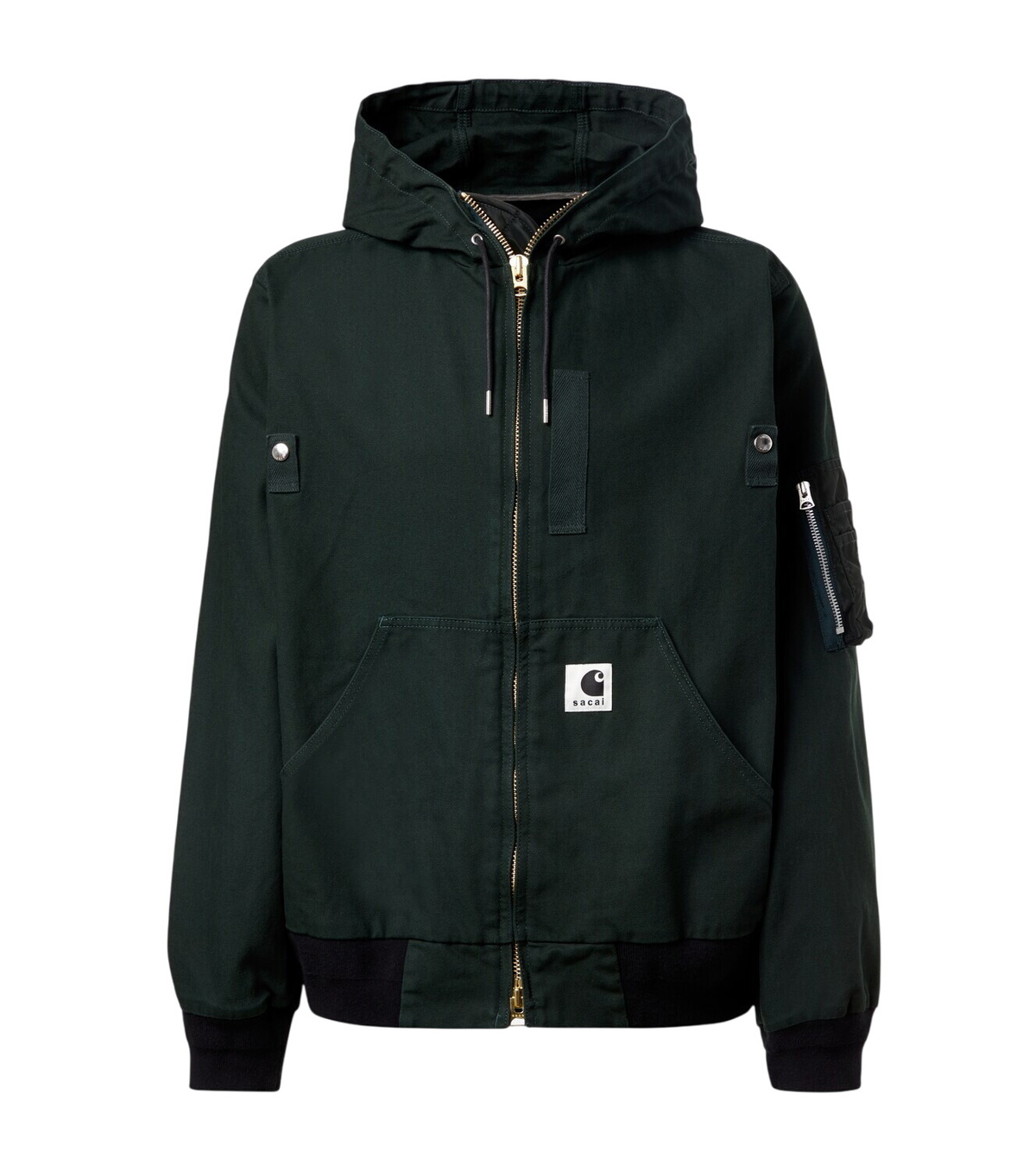 Sacai Black Insulated Hooded Varsity Jacket Sacai