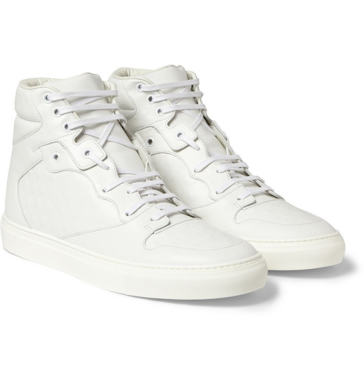 Photo: Balenciaga - Embossed Leather High Top Sneakers - Men - White