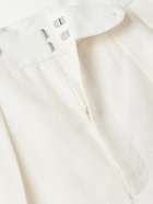 Richard James - Straight-Leg Pleated Linen Shorts - White