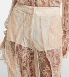 Blumarine Lace-trimmed satin wide-leg pants