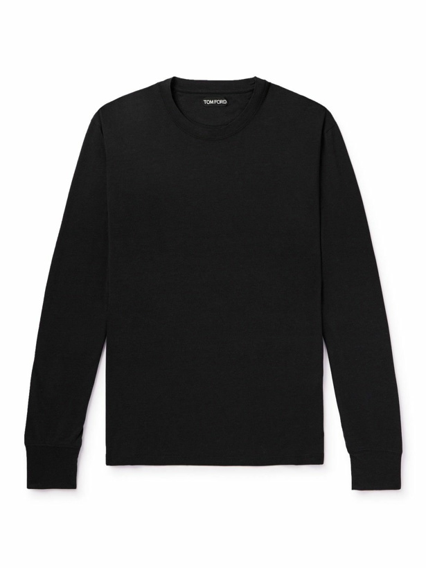 Photo: TOM FORD - Logo-Appliquéd Cotton-Jersey T-Shirt - Black
