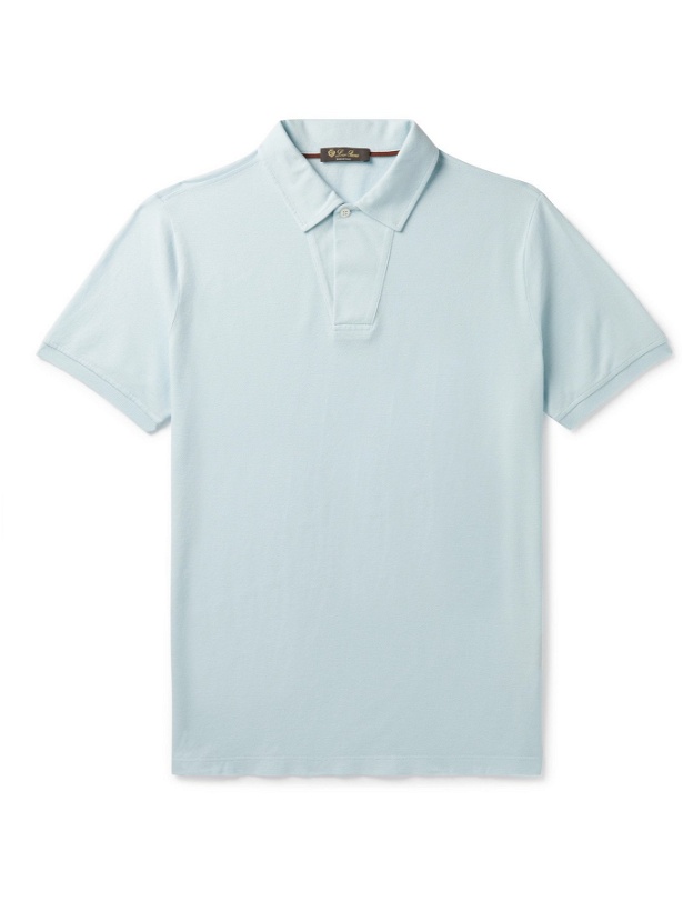 Photo: LORO PIANA - Cotton-Piqué Polo Shirt - Blue