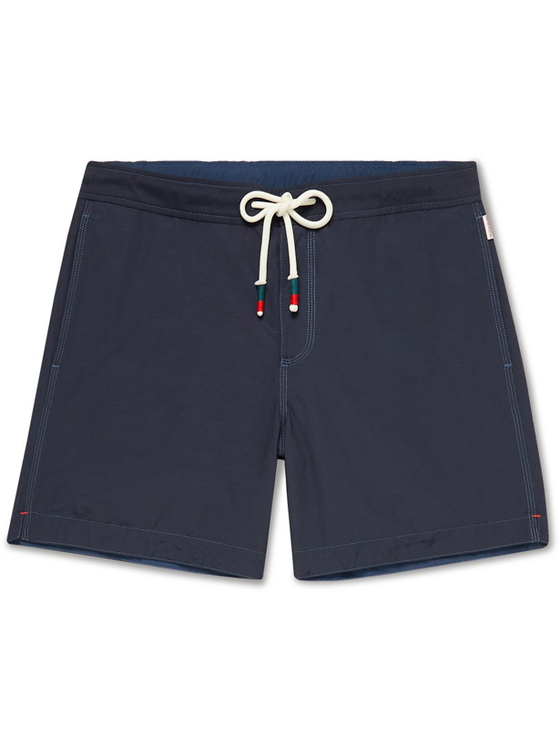Photo: Orlebar Brown - Bulldog Drawcord Mid-Length Cotton-Blend Shell Swim Shorts - Blue