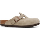 Birkenstock Taupe Regular Boston Soft Footbed Suede Leather Loafers